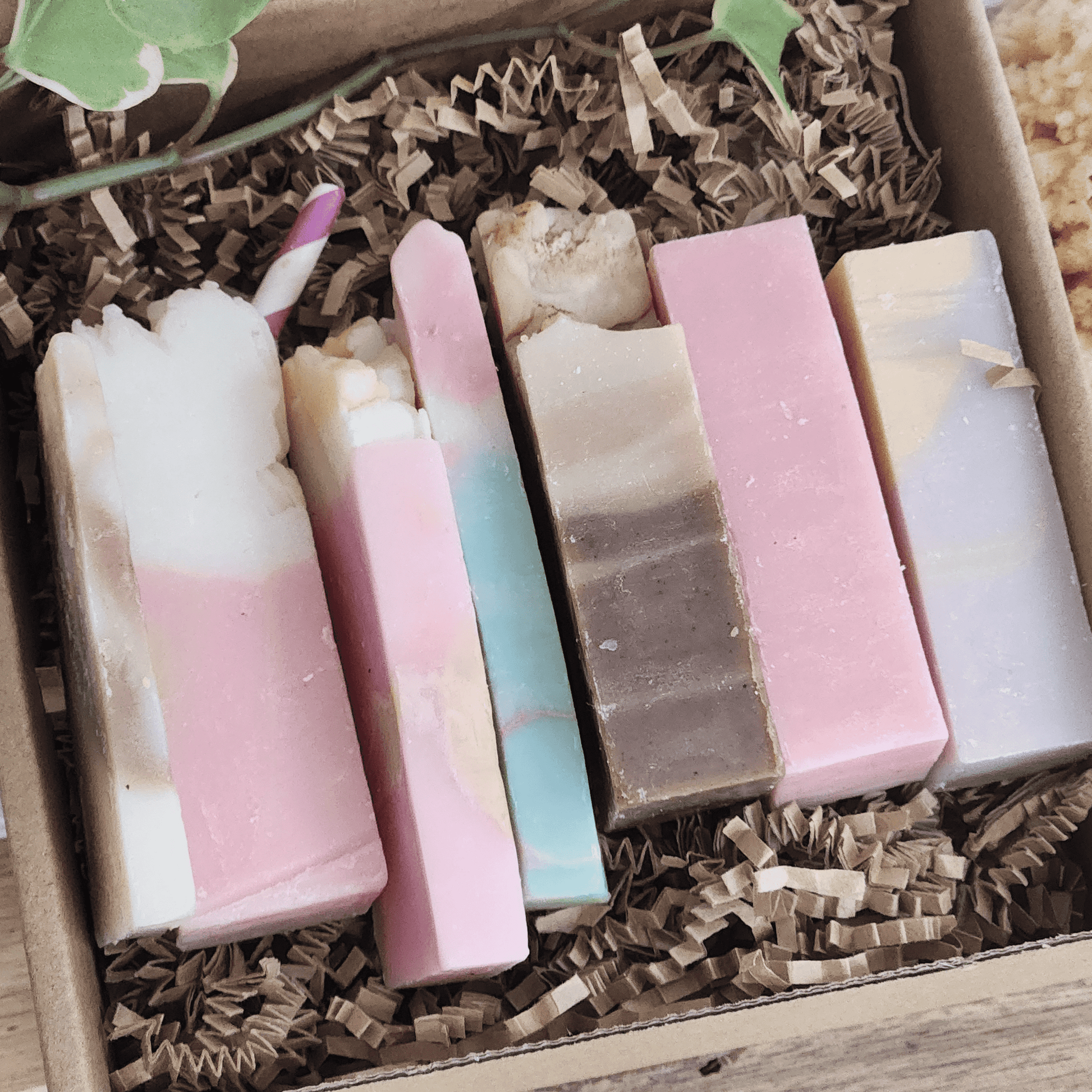 JOSSPURE handmade mystery soap sampler pack with assorted colorful natural soap bars in a gift box