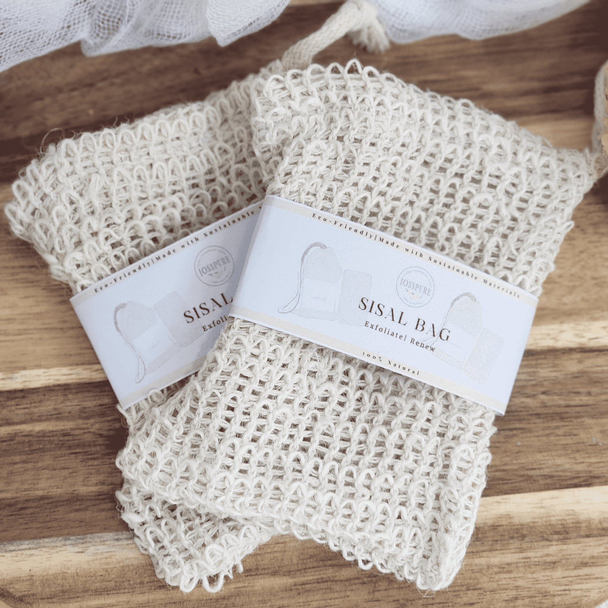 JOSSPURE eco friendly cotton sisal bag for soap handcrafted natural exfoliating body care