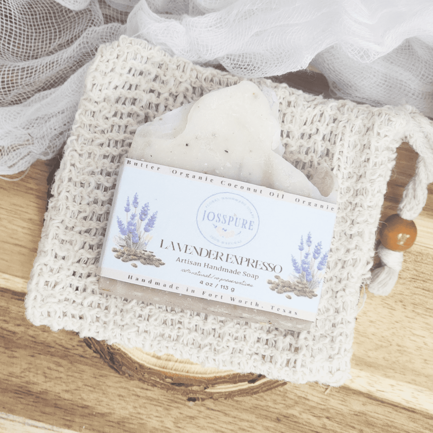 JOSSPURE lavender coffee mild shea butter soap handmade with natural ingredients and lavender scent
