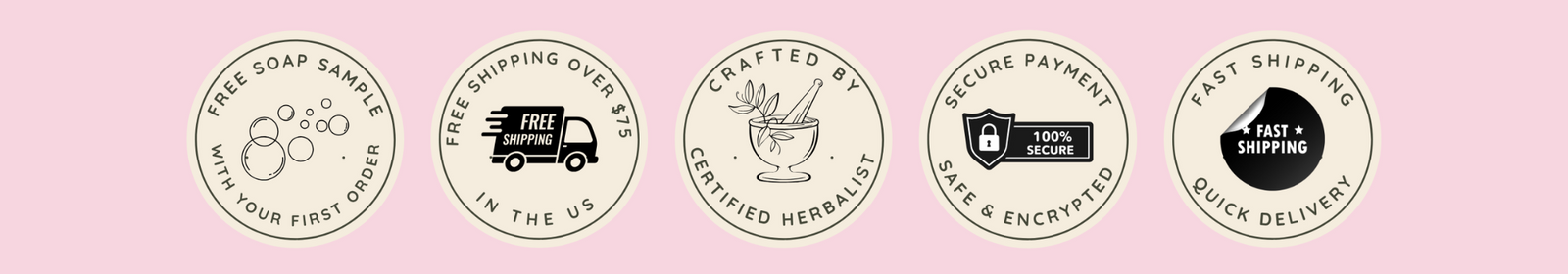 trust badges banner for mild shea butter soap business