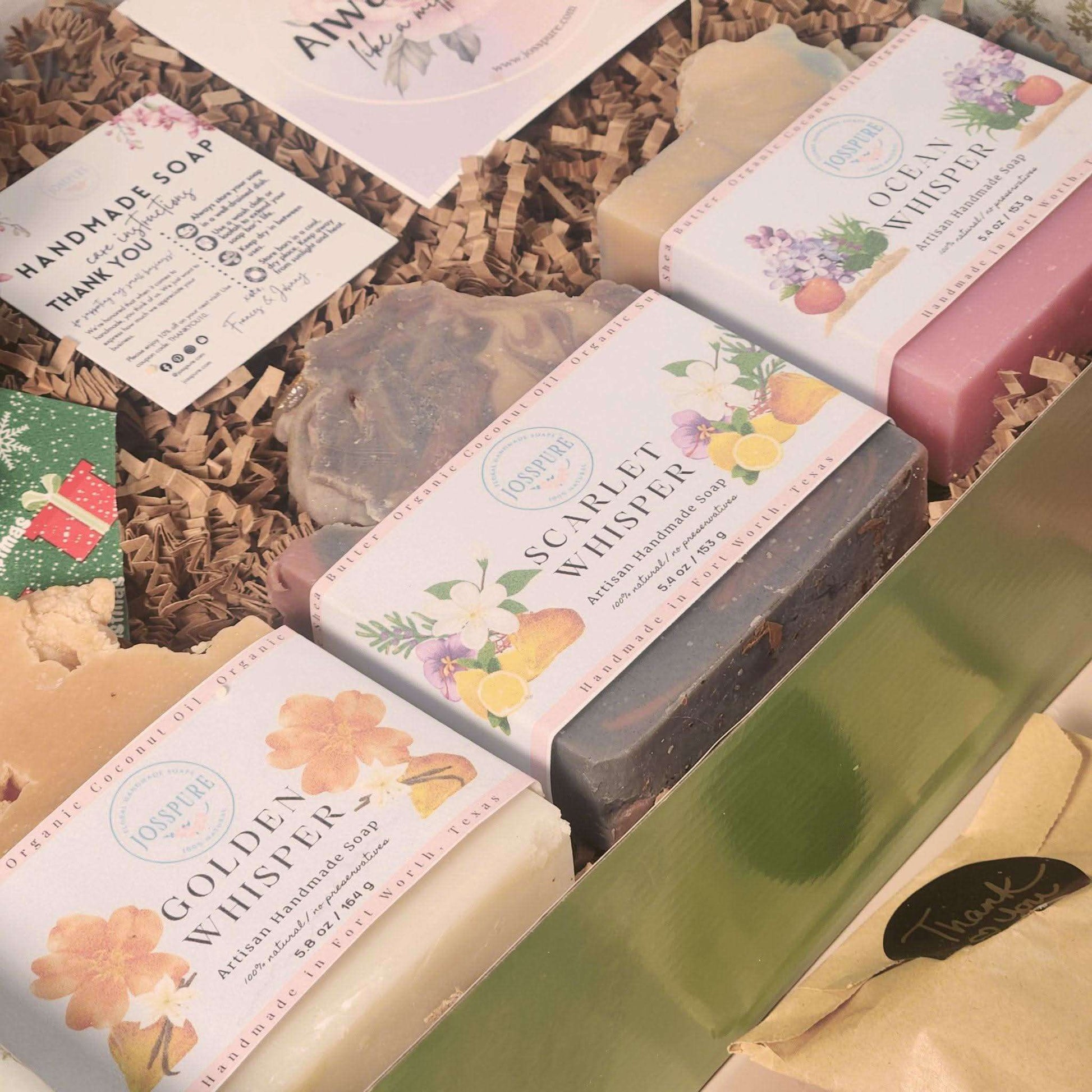 JOSSPURE Womens Soap Gift Set Famous Perfumes featuring handmade shea butter natural soaps in floral packaging
